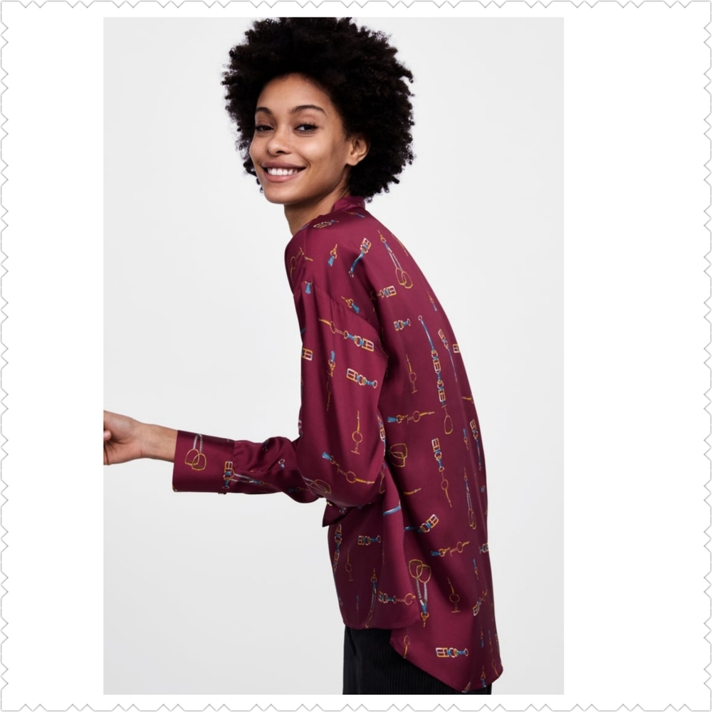 NWT Zara Women's Chain Print Top Size S - Picture 5 of 15